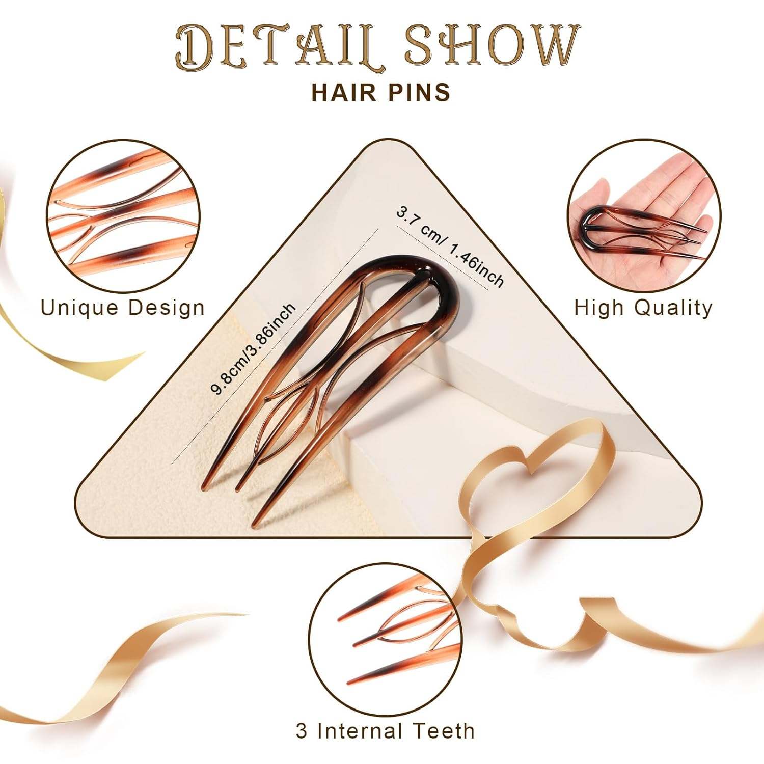 Vintage U-Shaped French Hair Pins - Image 7