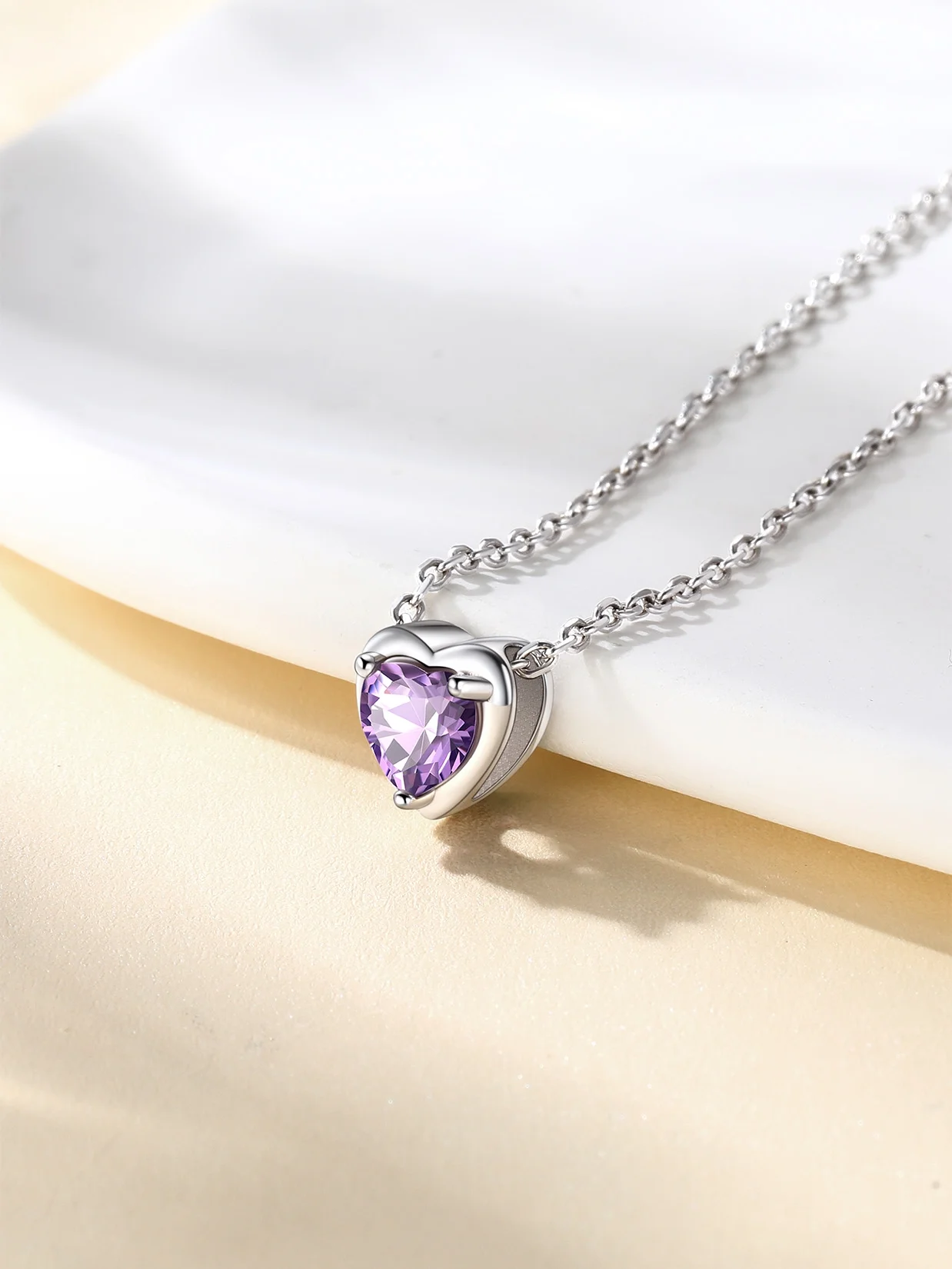 Silver Heart Birthstone Necklace