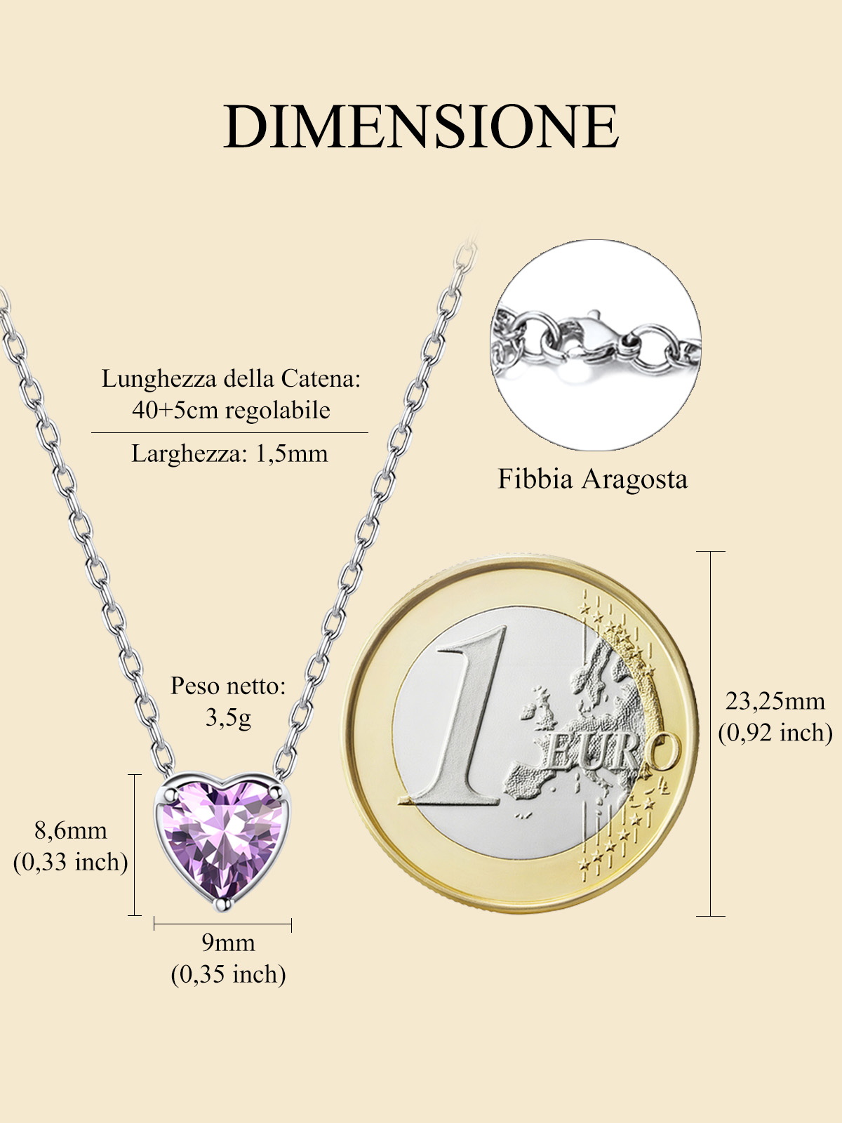 Silver Heart Birthstone Necklace - Image 6